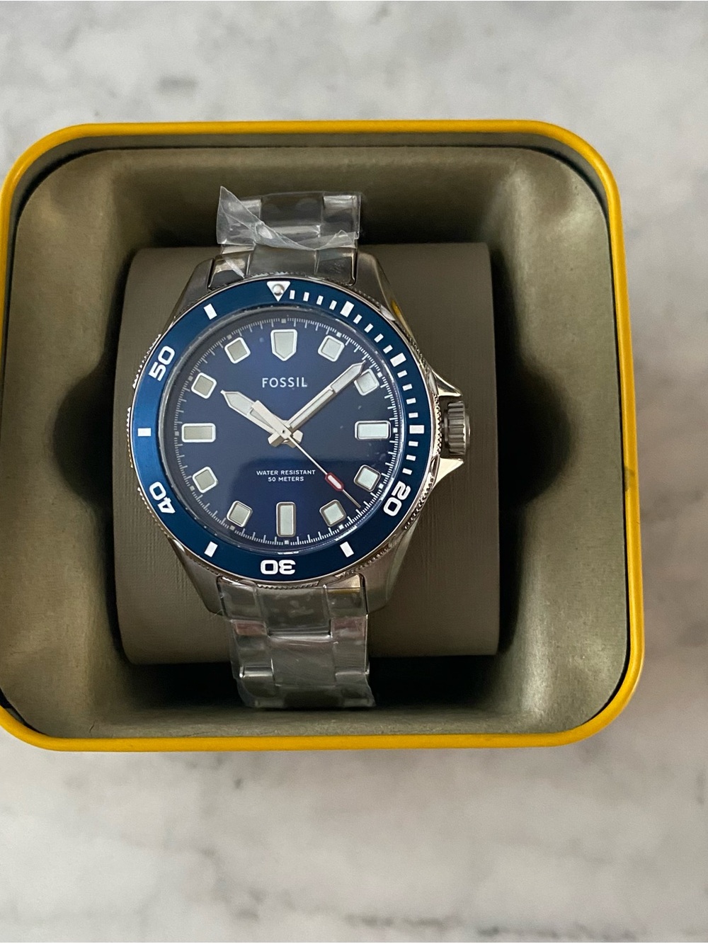 Fossil Dalton BQM2881 Three-Hand Stainless Steel Watch Navy Blue Mens Japan Mvmt